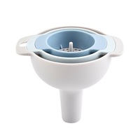 AM Plastic Funnel Set Of 4 with Removable Strainer