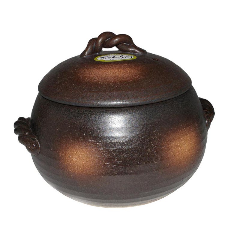 Japanese Yorozufuru-sho Brown Donabe Rice Clay Pot - Made in Japan