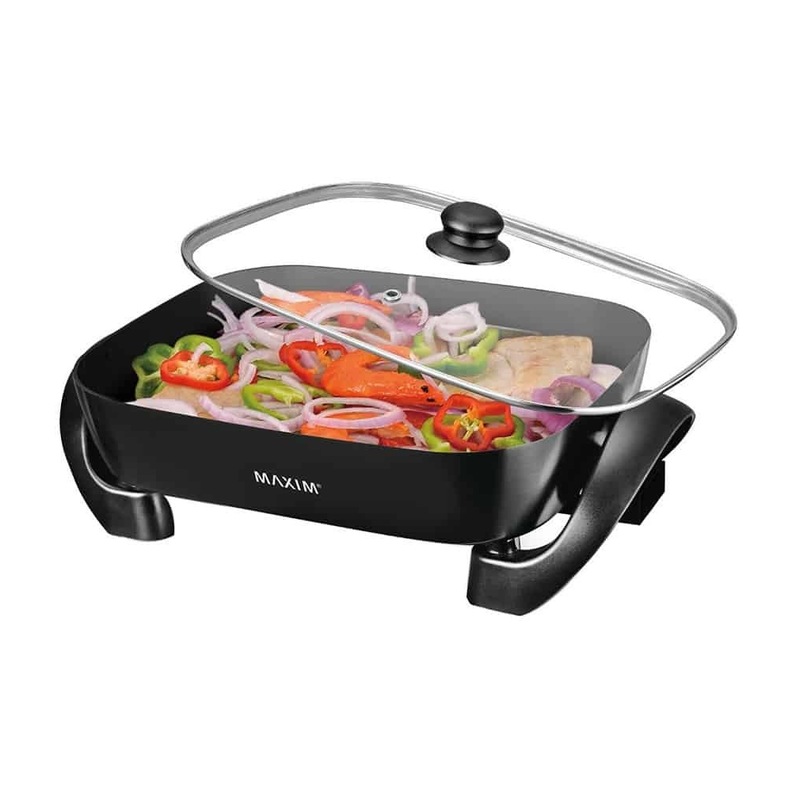 Maxim Kitchenpro Electric Frypan Cooker 29cm with glass lid
