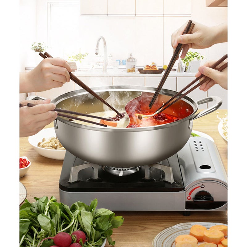 Shabu Shabu Hot Pot 12 Stainless Steel Pot Dual Side Divider with