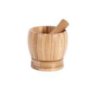 THRJ Bamboo Mortar & Pestle Garlic Spice & Herb Crusher Salad - Three Sizes Available
