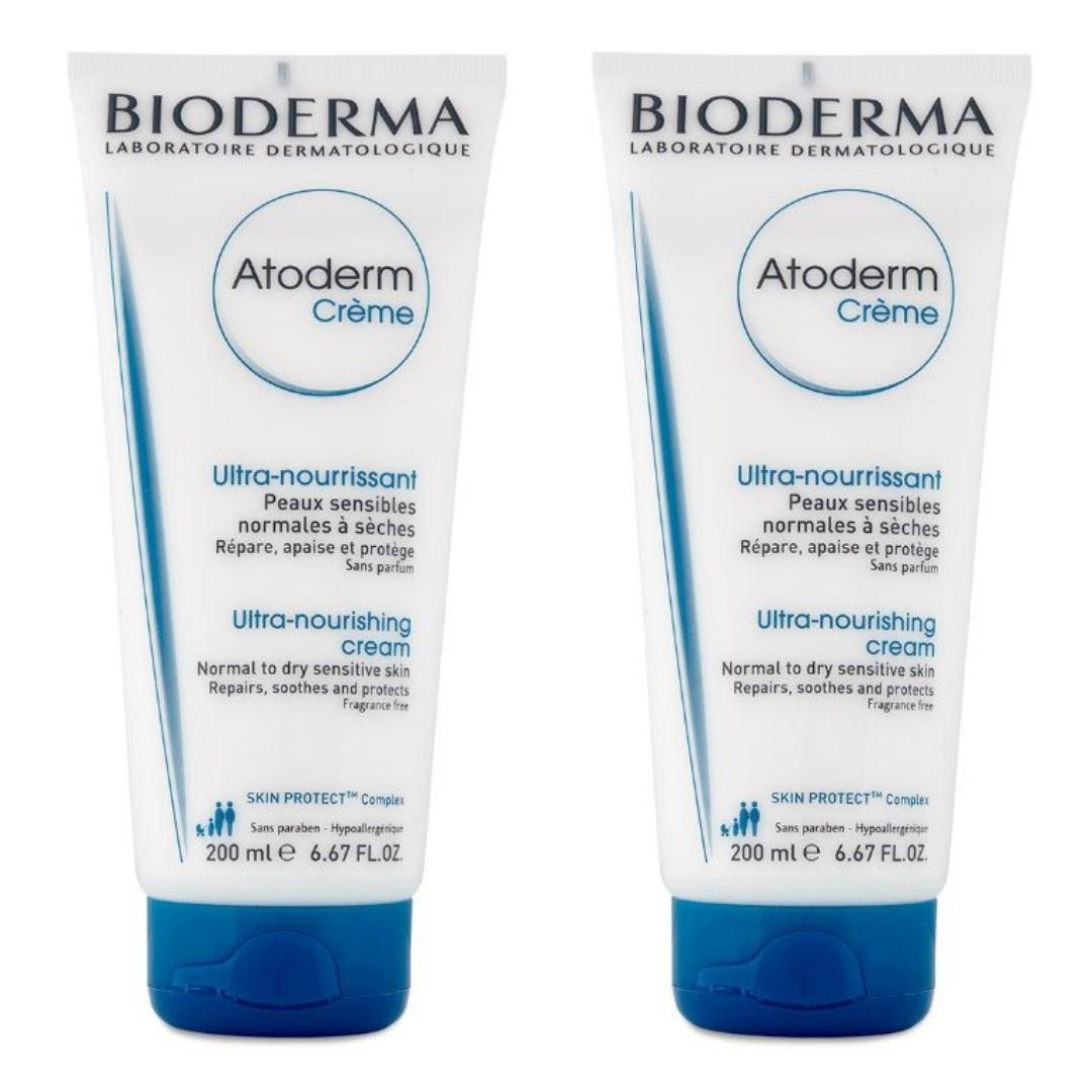 2 x Bioderma Atoderm Crème Ultra Nourishing Cream Normal To Dry Sensitive Skin 200mL