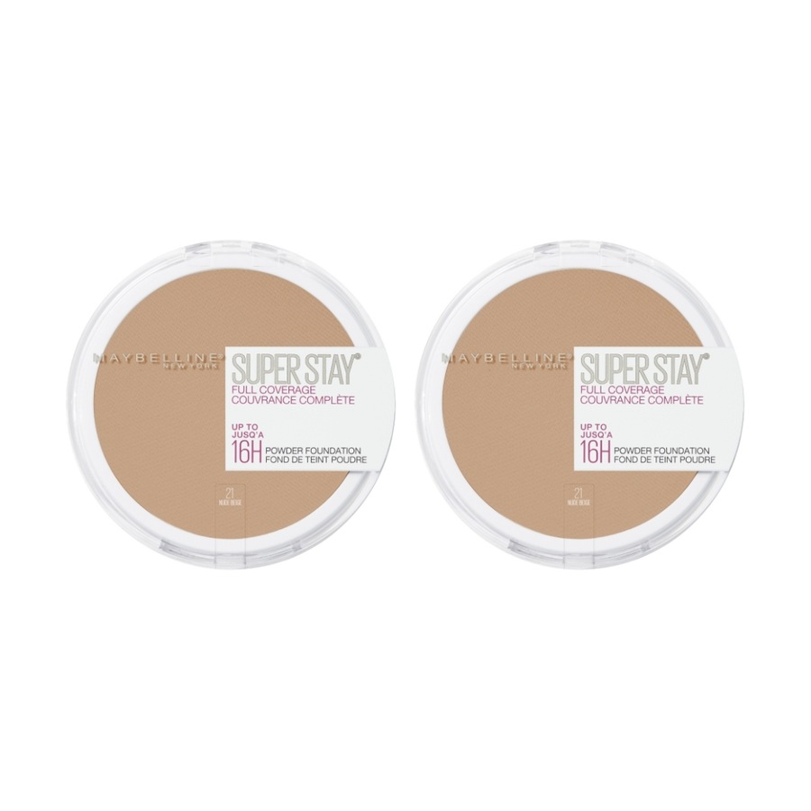 2 x Maybelline SuperStay 16HR Full Coverage Powder Foundation 9g - 21 Nude Beige