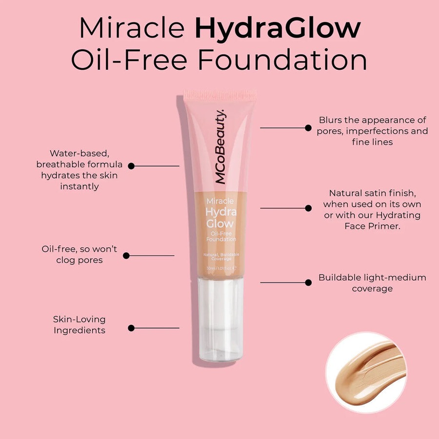 2 x MCoBeauty Miracle Hydro Glow Oil Free Foundation 30mL - Natural Tan