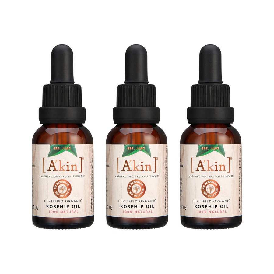3 x A'kin Hydrating Certified Organic Rosehip Oil 20mL