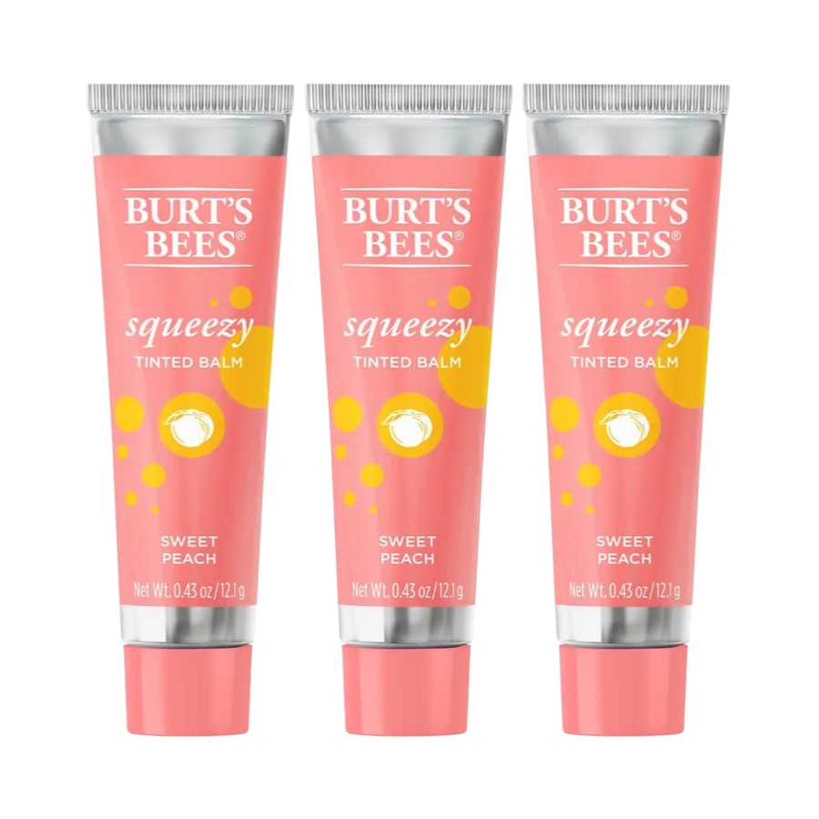 3 x Burt's Bees Squeezy Tinted Lip Balm 12.1g - Sweet Peach