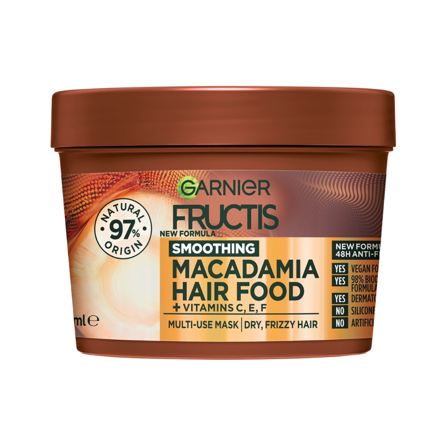 3 x Garnier Fructis Hair Food Hair Mask 390mL - Smoothing Macadamia