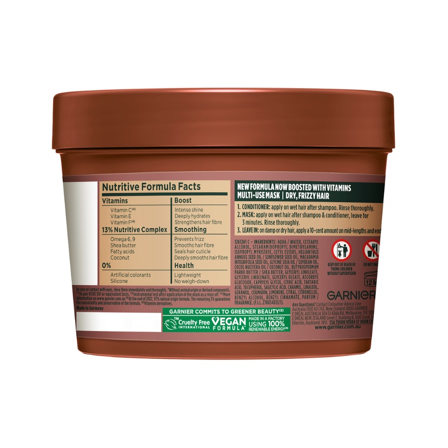 3 x Garnier Fructis Hair Food Hair Mask 390mL - Smoothing Macadamia