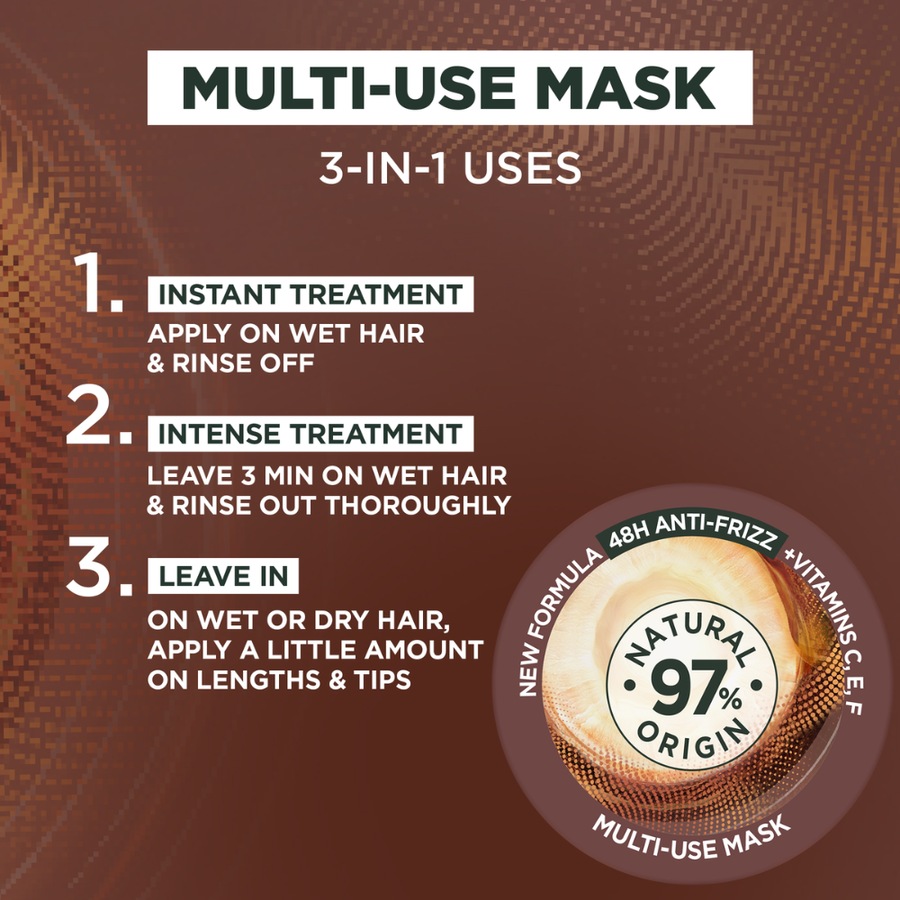 3 x Garnier Fructis Hair Food Hair Mask 390mL - Smoothing Macadamia