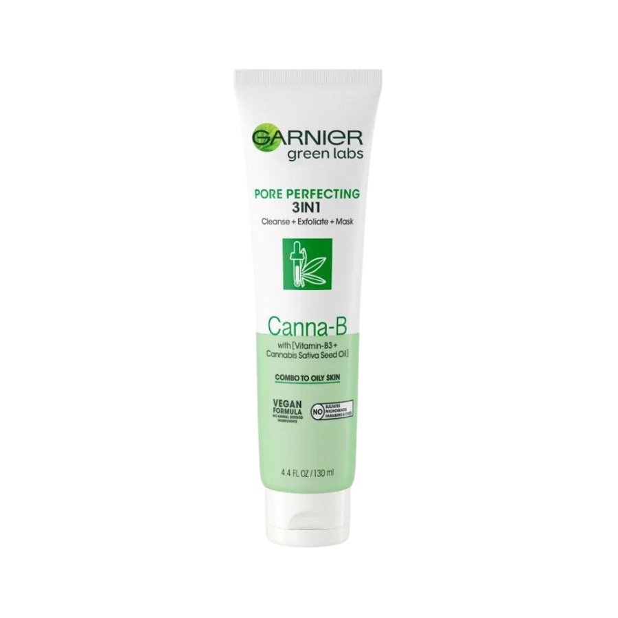 3 x Garnier Green Labs Pore Perfecting 3in1 Canna-B Clay Cleanser 130mL