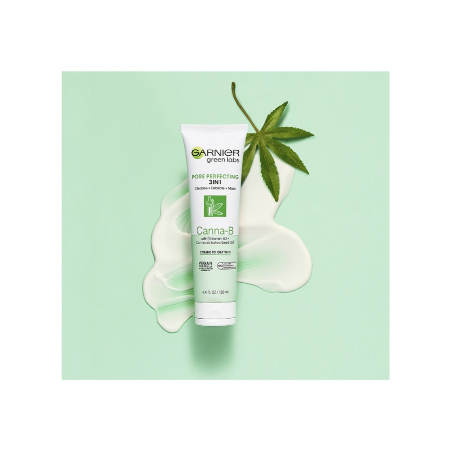 3 x Garnier Green Labs Pore Perfecting 3in1 Canna-B Clay Cleanser 130mL