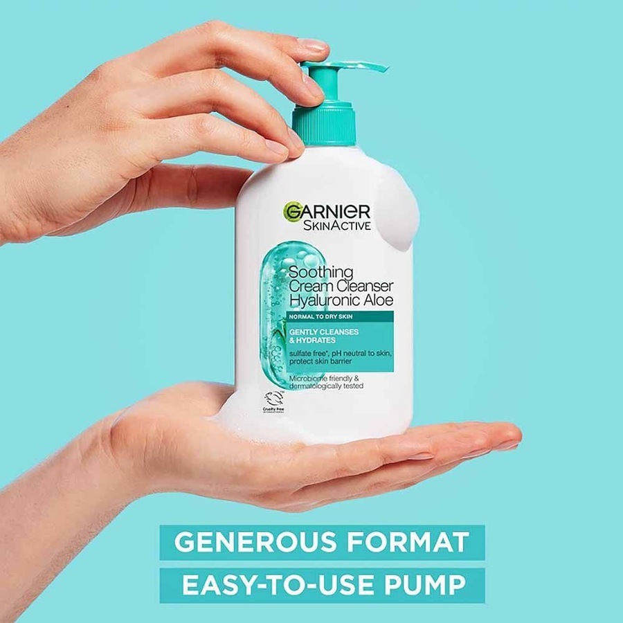 3 x Garnier SkinActive Soothing Hyaluronic Aloe Cream Cleanser 250mL