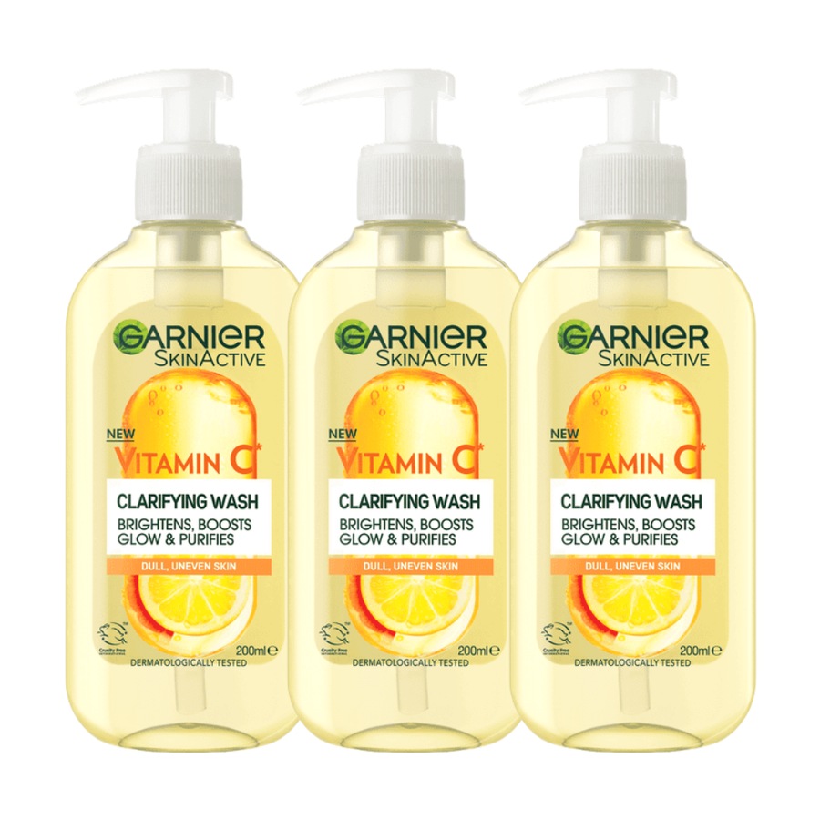 3 x Garnier SkinActive Vitamin C Clarifying Wash 200mL
