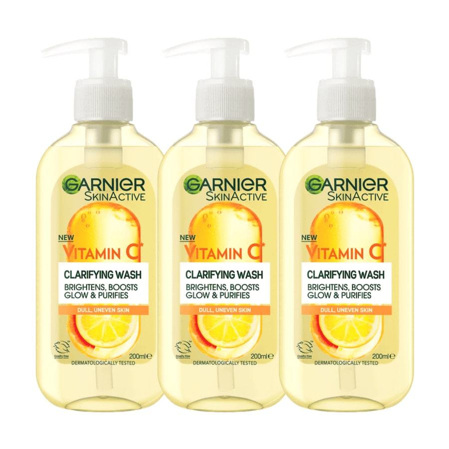 3 x Garnier SkinActive Vitamin C Clarifying Wash 200mL