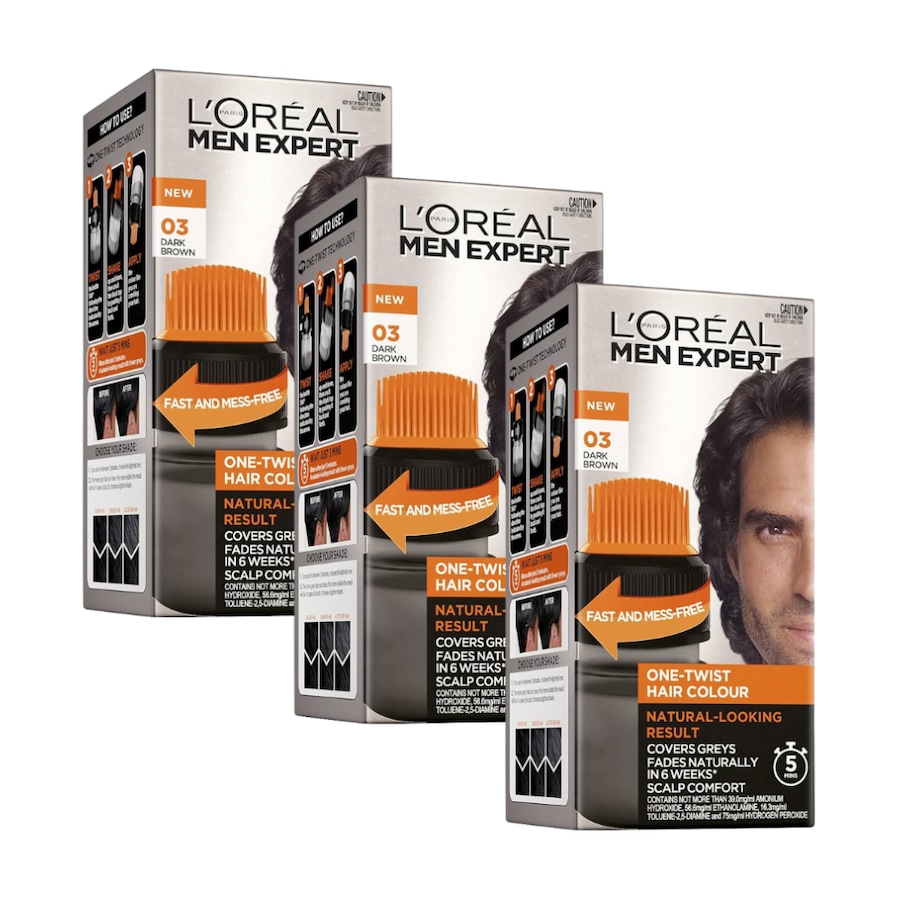 3 x L'Oreal Paris Men Expert One Twist Hair Colour - 03 Dark Brown