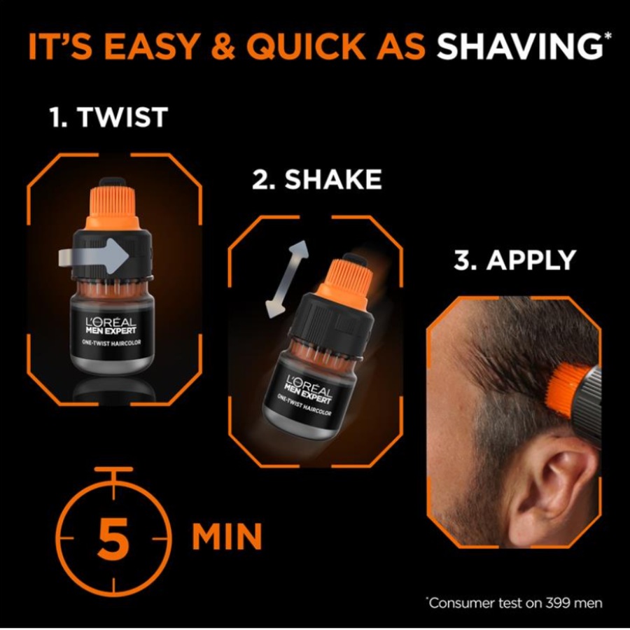 3 x L'Oreal Paris Men Expert One Twist Hair Colour - 03 Dark Brown