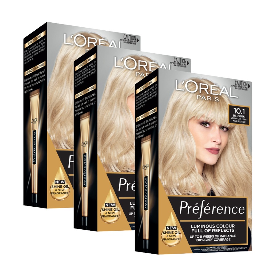 Buy 3 x L'Oreal Paris Preference Permanent Hair Colour - 10.1 Helsinki ...