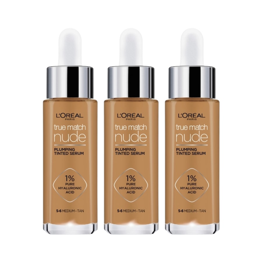 3 x L'Oreal Paris True Match Nude Plumping Tinted Serum 30mL - 5-6 Medium Tan