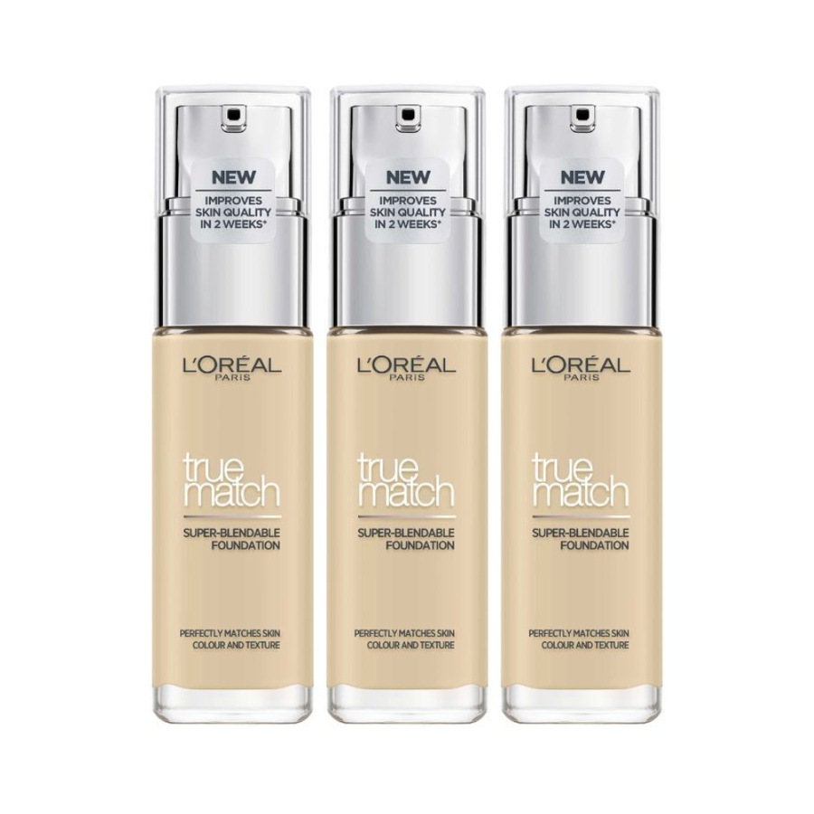 3 x L'Oreal Paris True Match Super Blendable Liquid Foundation 30mL - 1.D/1.W Golden Ivory