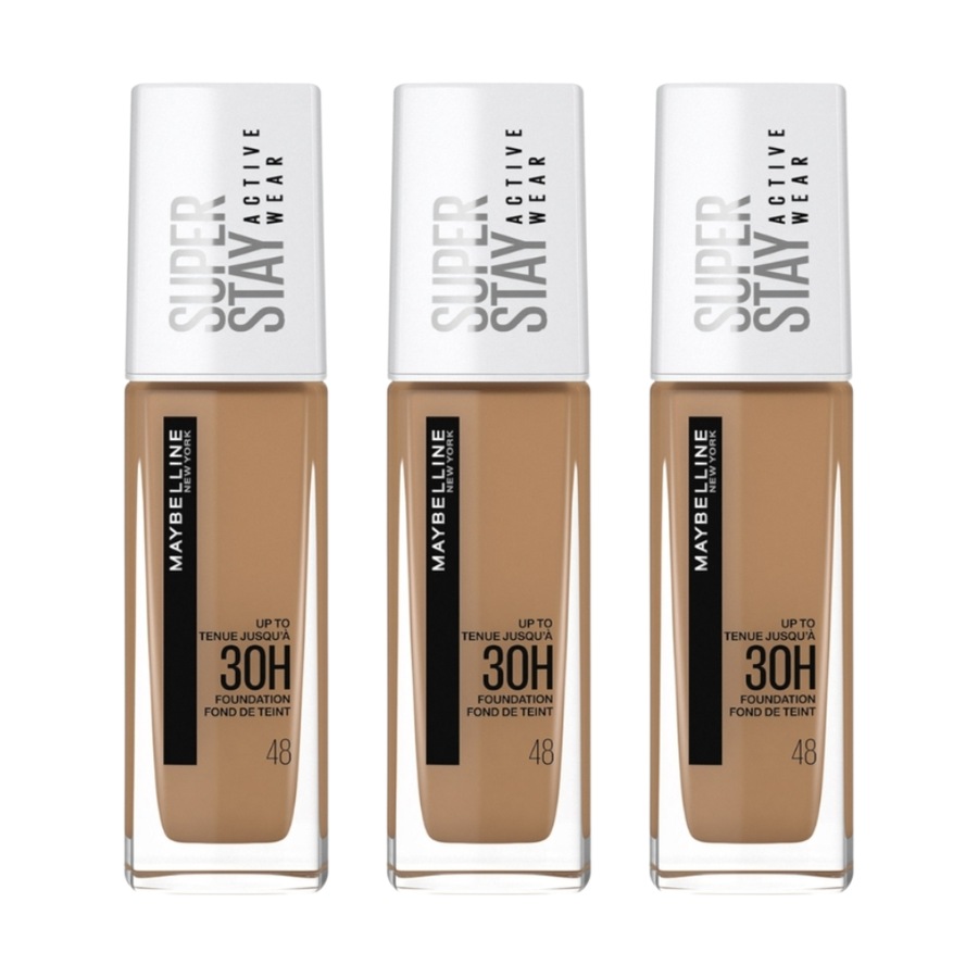 3 x Maybelline SuperStay Active Wear 30HR Longwear Foundation 30mL - 48 Sun Beige