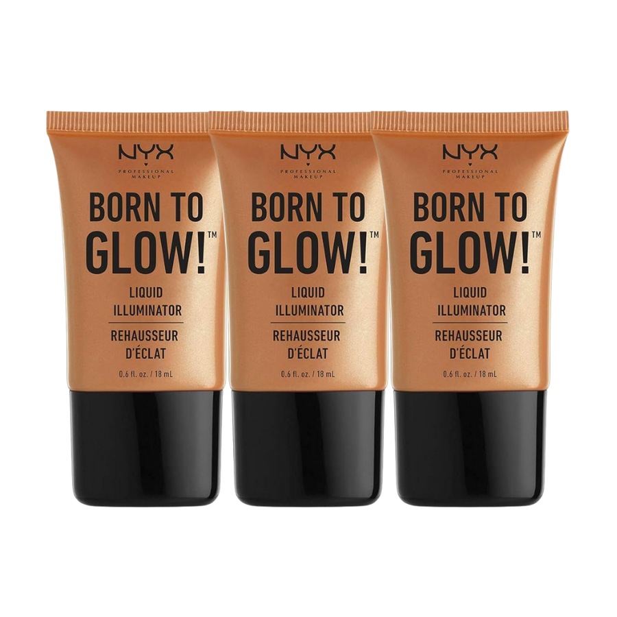 3 x NYX Professional Makeup Born To Glow Liquid Illuminator 18mL - Pure Gold