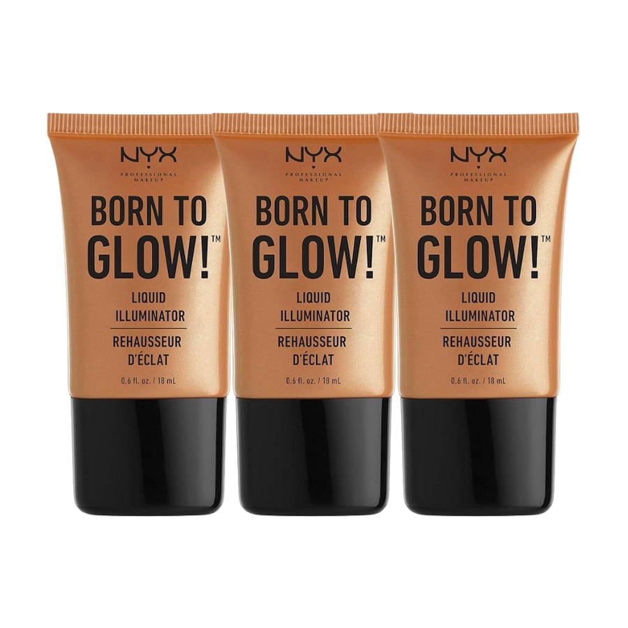 3 x NYX Professional Makeup Born To Glow Liquid Illuminator 18mL - Pure Gold