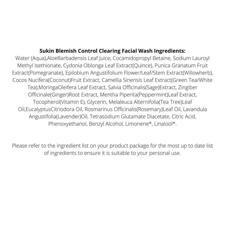 3 x Sukin Blemish Control Clearing Facial Wash 125mL