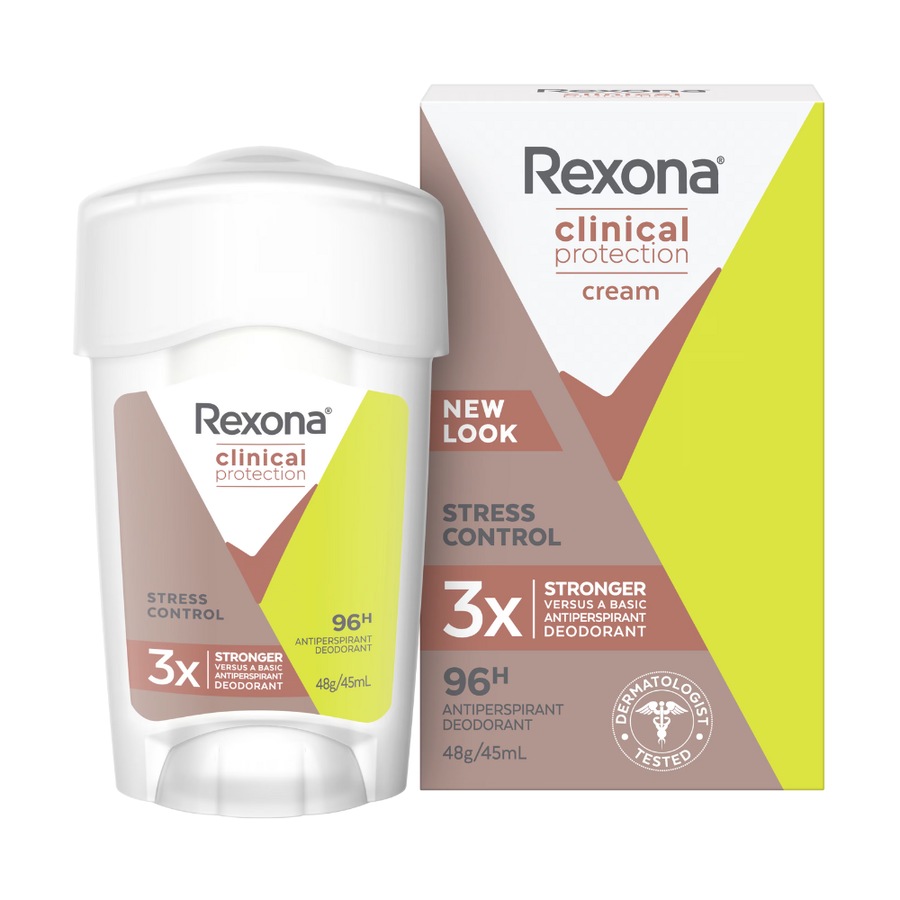 6 x Rexona Clinical Protection 96H Stress Control Antiperspirant Cream Deodorant 45mL