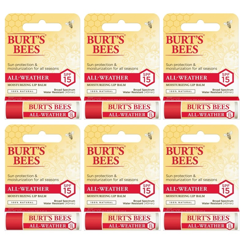 Buy 6 x Burt's Bees SPF All Weather Lip Balm 4.25g MyDeal