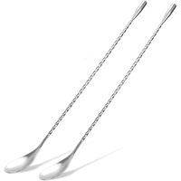 2-Pack 12 Inches Stainless Steel Bartender Mixing Spoon Cocktail Stirrers, Spiral Pattern Bar Spoon Stirring Spoon with Long Handle