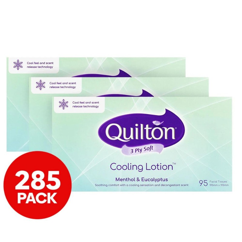 Buy 3 x Quilton 3 Ply Soft Cooling Lotion Facial Tissues Menthol