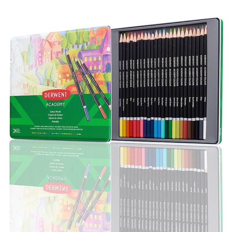 Buy Derwent Academy Set of 24 in Tin Box Colouring Pencils, Blendable ...