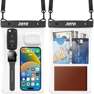 JOTO 2 Pack Large Waterproof Phone Pouch Bag, IPX8 Big Underwater Dry Bag with Lanyard for iPhone 15 14 Pro Max, Galaxy S24 S23 Ultra, Airpods Cash Credit Card, Beach Essentials