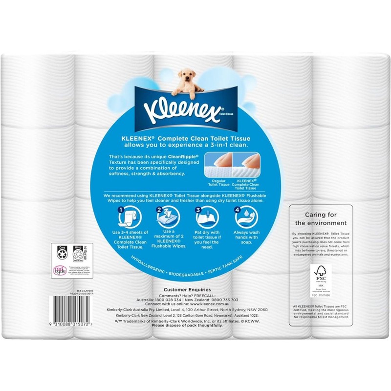 Buy Kleenex Complete Clean Toilet Paper 60 Count (1x60 Rolls) Packaging May Vary MyDeal