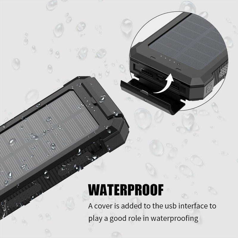 Portable 500000mah Dual-usb Powerbank Waterproof Solar Power Bank
