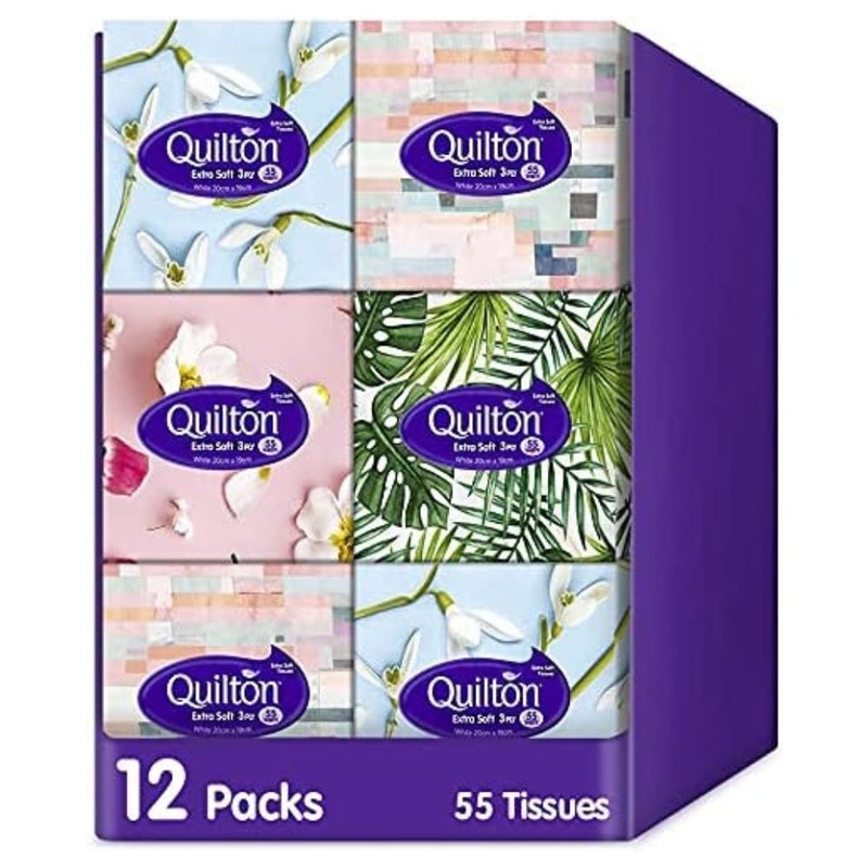 Buy Quilton Extra Soft 3 Ply 55 Tissues Cubic Box Pack, 12 packs MyDeal