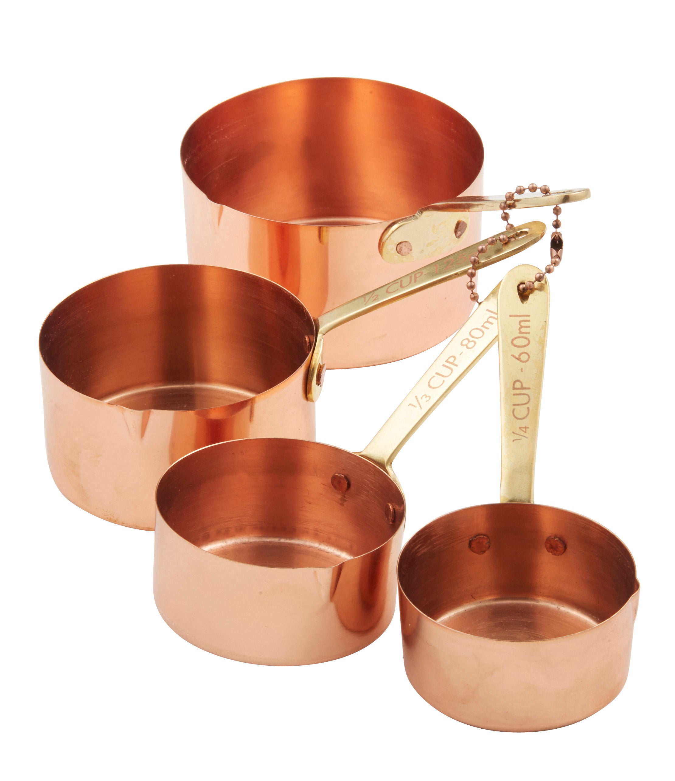 Academy Measuring Cups Copper Plated Cooking Baking Kitchen Tools Set of 4