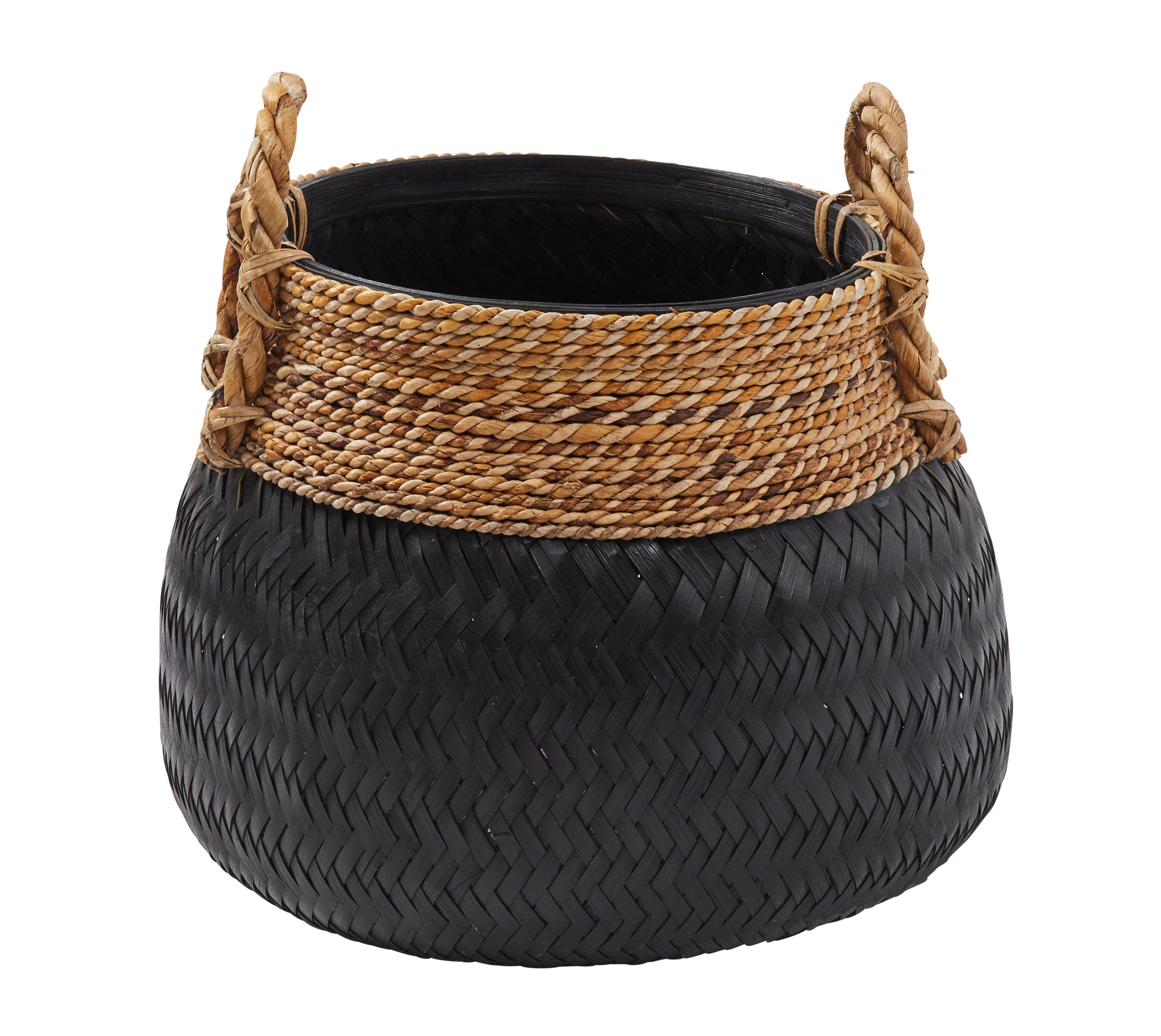 Amalfi Bambu Woven Laundry Basket Plant Pot Holder Storage Home Decor Black/Natural