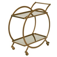 Walter Drinks Trolley Home Bar Cart Drink Display with Two Glass Shelves Gold