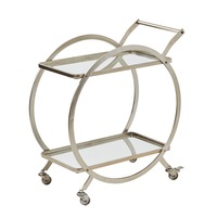 Amalfi Walter Drinks Trolley Kitchen Serving Glass Bar Cart Storage - Silver