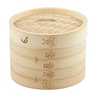 Davis & Waddell 2 Tier Bamboo Steamer Basket For Dumpling Vegetables Meat Fish 17.5x15cm