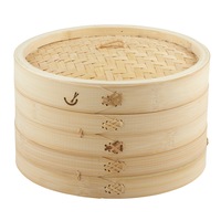 Davis & Waddell 2 Tier Bamboo Steamer Basket Dumpling Asian Food Steamer 26x16cm