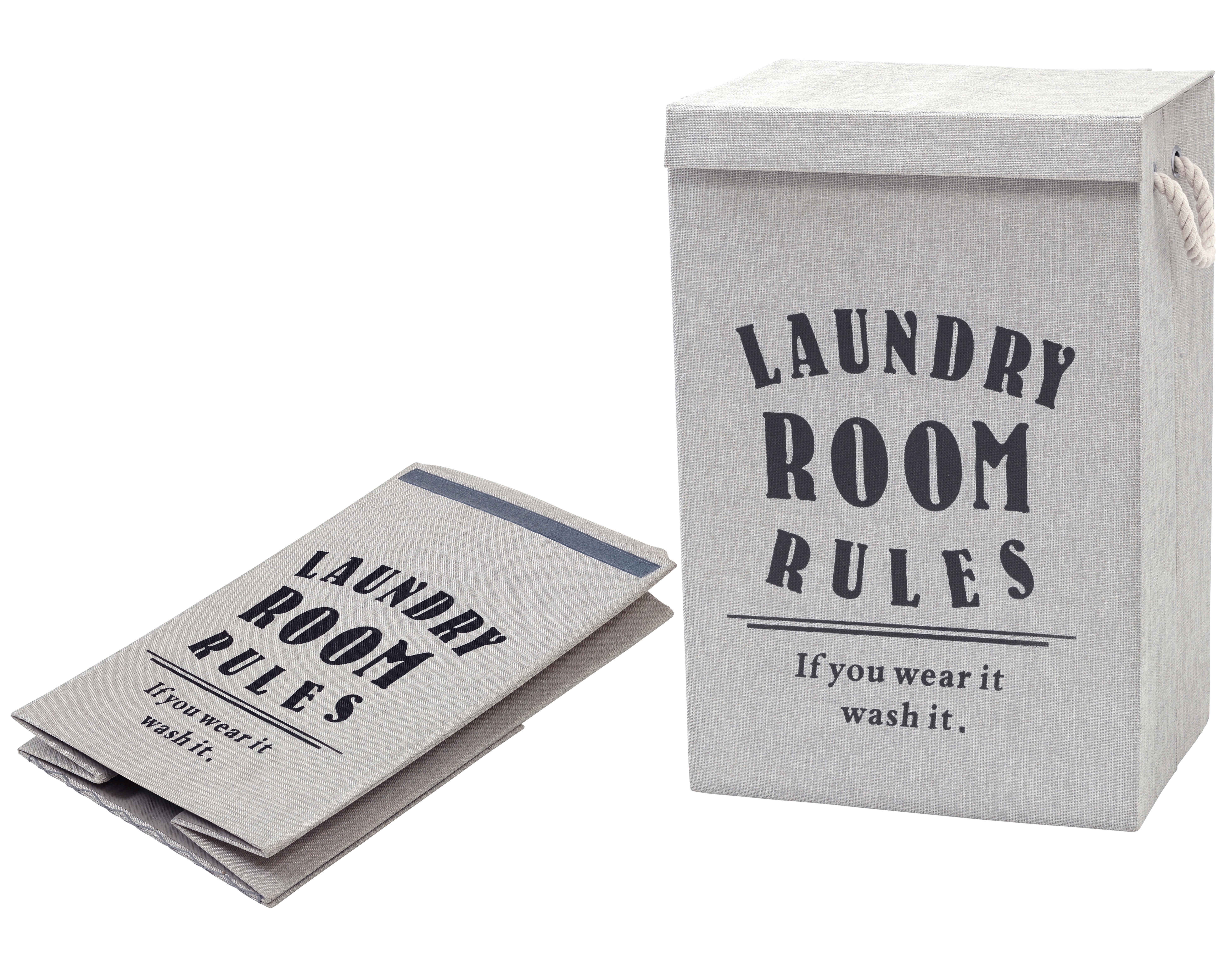 Emporium Laundry Room Rules Hamper Light Grey 40x60cm