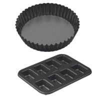 MasterPro Non Stick 8 Cup Mini Loaf Pan nad Round Deep Flan Quiche Tart Tin