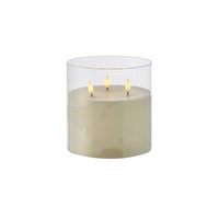 Rogue Glass LED Candle Battery Operated Tri-Flame Pillar Candle Light Christmas Decoration 15cm