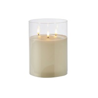 Rogue Glass LED Candle Battery Operated Tri-Flame Pillar Candle Light Christmas Decoration 20cm