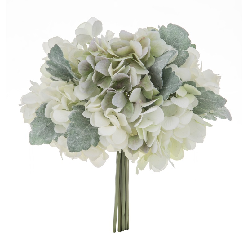 Buy Rogue Hydrangea White/Green Artificial Flowers Bouquet for Decor