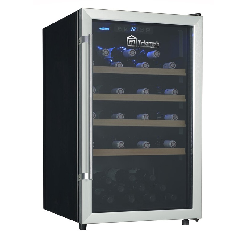 Buy TRIOMPH 63 Bottle Wine Fridge Single Zone Steel TKCV63B MyDeal