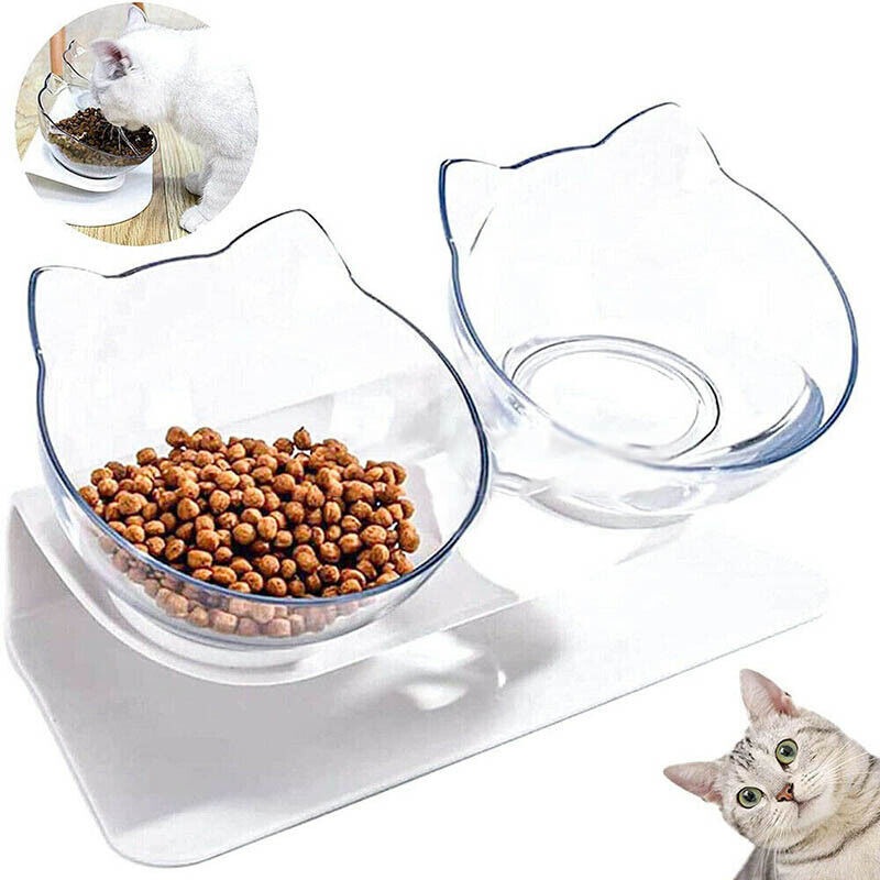 Buy 1 Only Double Cat Bowl Pet Bowls Stand Dog Elevated Feeder Food Water Raised Lifted MyDeal