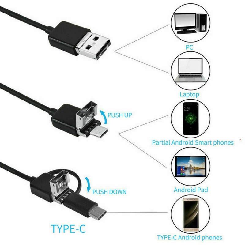Waterproof HD Endoscope USB Type-C Borescope Inspection Snake Camera for  Android